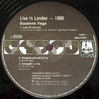 Suzanne Vega - Live In London 1986 (LP)