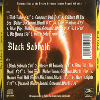Black Sabbath - 1992.08.09 - Boston 1992 (Orpheum Theater, Boston, Mass: CD 2)